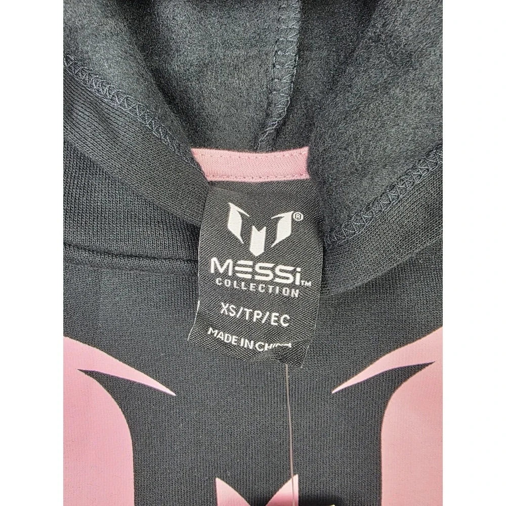 NWT GAP Kids Messi Black Pink‎ Hoodie Size XS (4-5) Spellout Youth Futbol Soccer